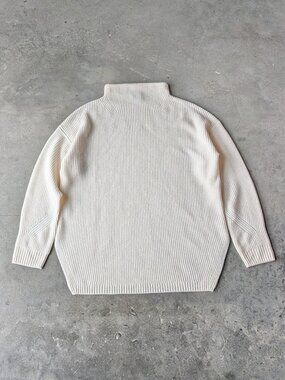 Hatch The Cozy Shaker Turtleneck Ivory Merino Wool Knit Maternity Sweater